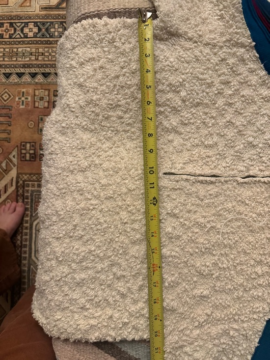 STS Ranchwear Cream Sherpa Zip Pullover with Teal and Navy Shoulder Stripes - Picture 5 of 6